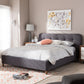 Baxton Studio Germaine Mid-Century Modern Beige Mix Linen Fabric Queen Size Grid-Tufting Platform Bed | Modishstore | Beds