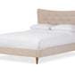 baxton studio germaine mid century modern beige mix linen fabric queen size grid tufting platform bed | Modish Furniture Store-5