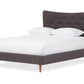 baxton studio hannah mid century modern dark grey fabric king size platform bed | Modish Furniture Store-2