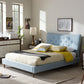 Baxton Studio Hannah Mid-Century Modern Sky Blue Fabric Queen Size Platform Bed | Modishstore | Beds