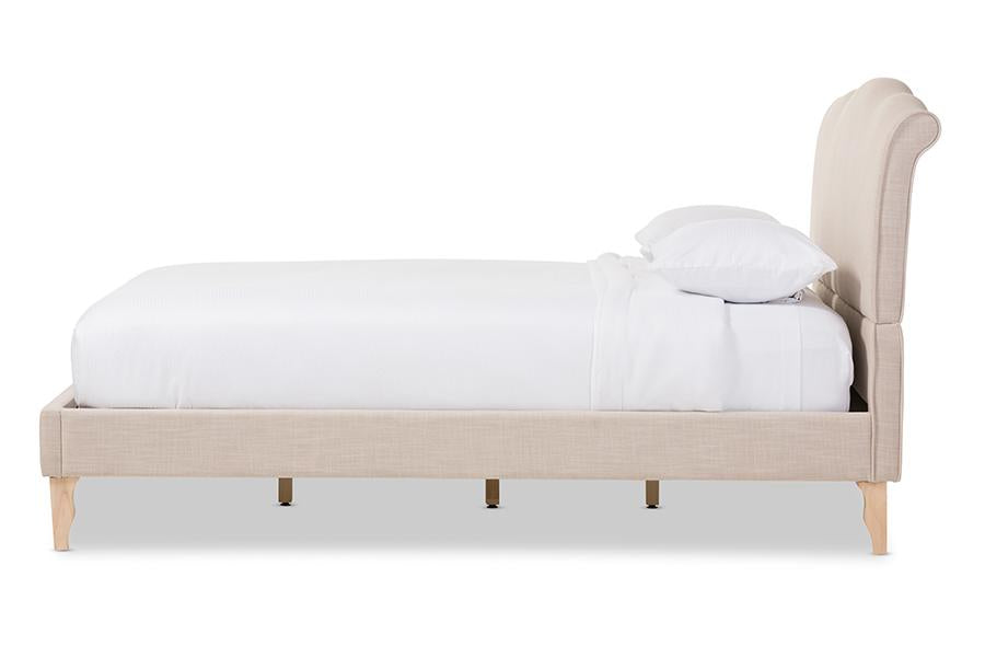 baxton studio fannie french classic modern style beige linen fabric full size platform bed | Modish Furniture Store-3