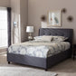 Baxton Studio Lea Modern and Contemporary Dark Grey Fabric Queen Size Storage Platform Bed | Modishstore | Beds