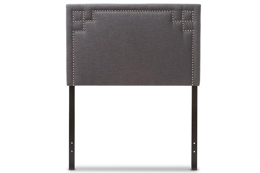 baxton studio geneva modern and contemporary dark grey fabric upholstered twin size headboard | Modish Furniture Store-2