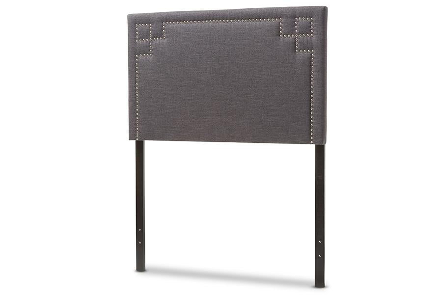 baxton studio geneva modern and contemporary dark grey fabric upholstered twin size headboard | Modish Furniture Store-3