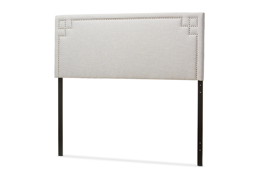 baxton studio geneva modern and contemporary dark grey fabric upholstered queen size headboard | Modish Furniture Store-3