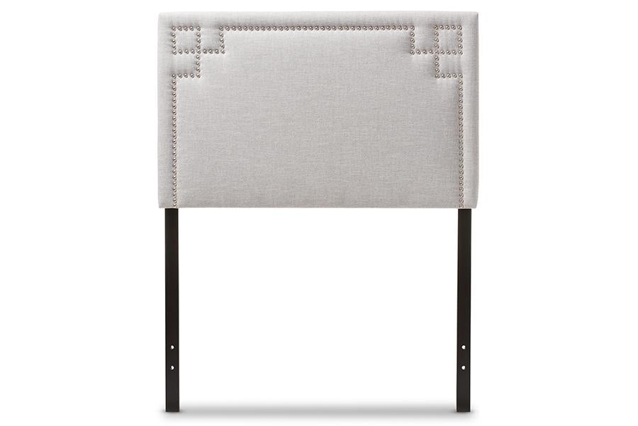 baxton studio geneva modern and contemporary grayish beige fabric upholstered twin size headboard | Modish Furniture Store-2