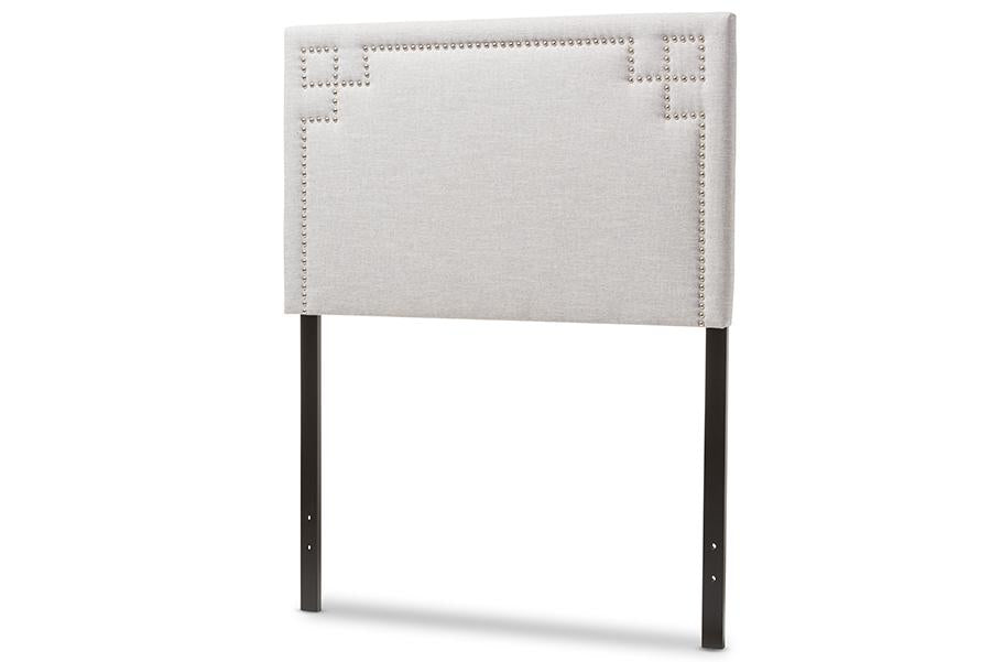 baxton studio geneva modern and contemporary grayish beige fabric upholstered twin size headboard | Modish Furniture Store-3