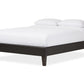 baxton studio lancashire modern and contemporary black faux leather upholstered queen size bed frame with tapered legs | Modish Furniture Store-2