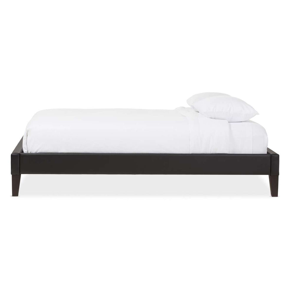 Baxton Studio Lancashire Modern and Contemporary Black Faux Leather Upholstered Full Size Bed Frame with Tapered Legs | Beds | Modishstore - 2