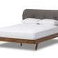 baxton studio penelope mid century modern solid walnut wood grey fabric upholstered full size platform bed | Modish Furniture Store-2
