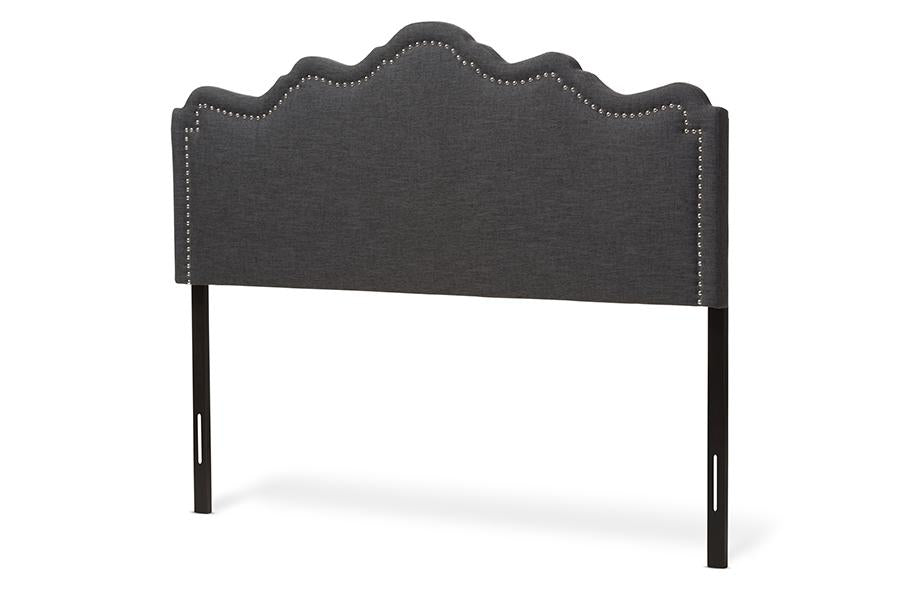 baxton studio nadeen modern and contemporary dark grey fabric king size headboard | Modish Furniture Store-3