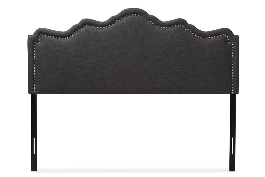 baxton studio nadeen modern and contemporary dark grey fabric full size headboard | Modish Furniture Store-2