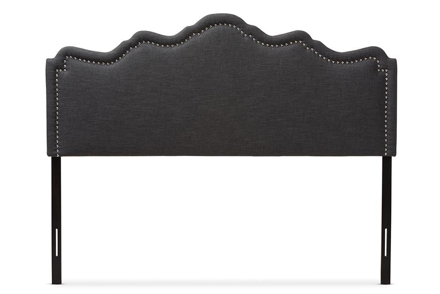 baxton studio nadeen modern and contemporary dark grey fabric king size headboard | Modish Furniture Store-2