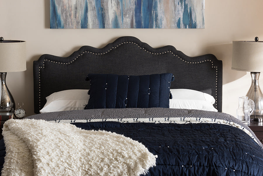 Baxton Studio Nadeen Modern and Contemporary Dark Grey Fabric King Size Headboard | Modishstore | Headboards
