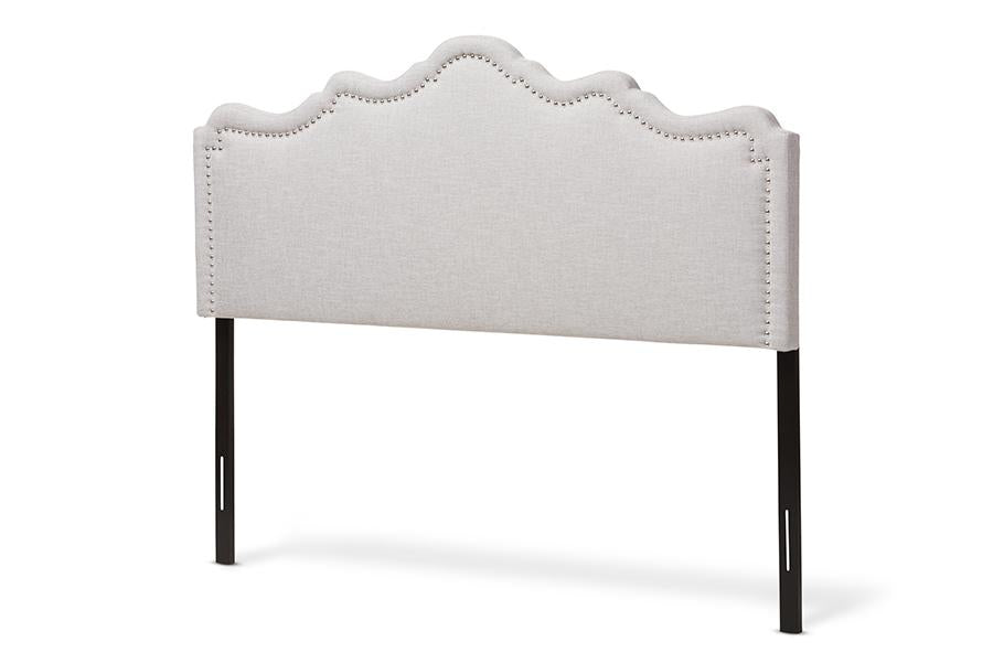 baxton studio nadeen modern and contemporary greyish beige fabric king size headboard | Modish Furniture Store-2