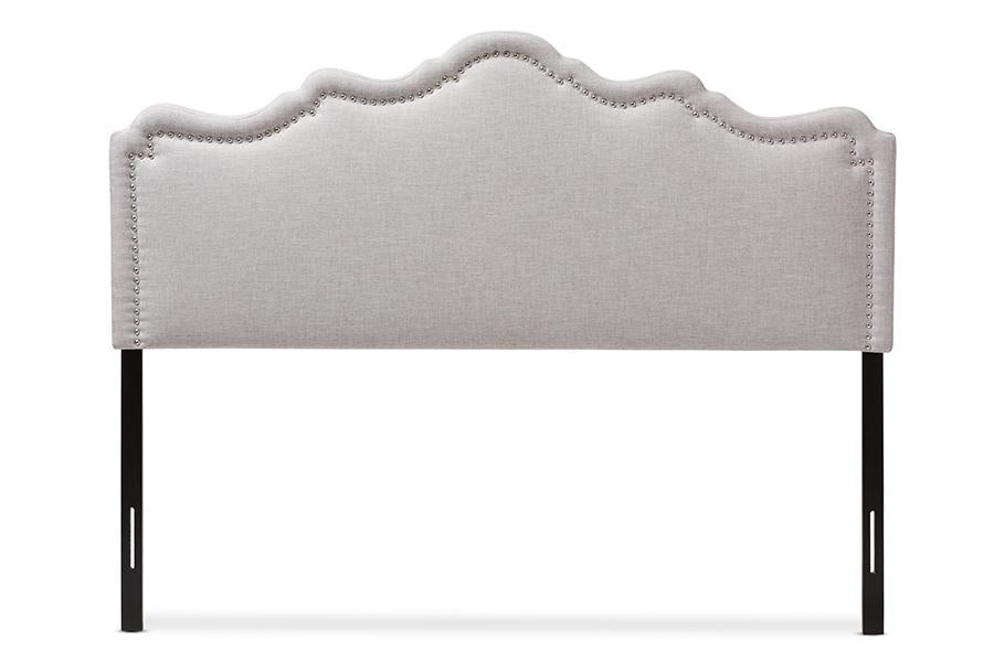 baxton studio nadeen modern and contemporary greyish beige fabric king size headboard | Modish Furniture Store-3