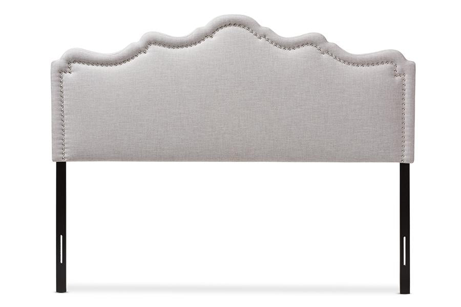 baxton studio nadeen modern and contemporary greyish beige fabric king size headboard | Modish Furniture Store-3
