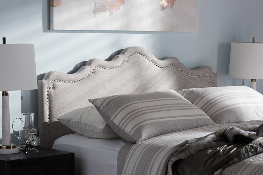 Baxton Studio Nadeen Modern and Contemporary Greyish Beige Fabric King Size Headboard | Modishstore | Headboards