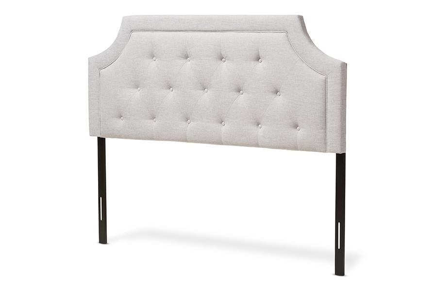 baxton studio mars modern and contemporary greyish beige fabric full size headboard | Modish Furniture Store-2
