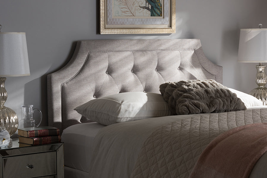 Baxton Studio Mars Modern and Contemporary Greyish Beige Fabric Queen Size Headboard | Modishstore | Headboards