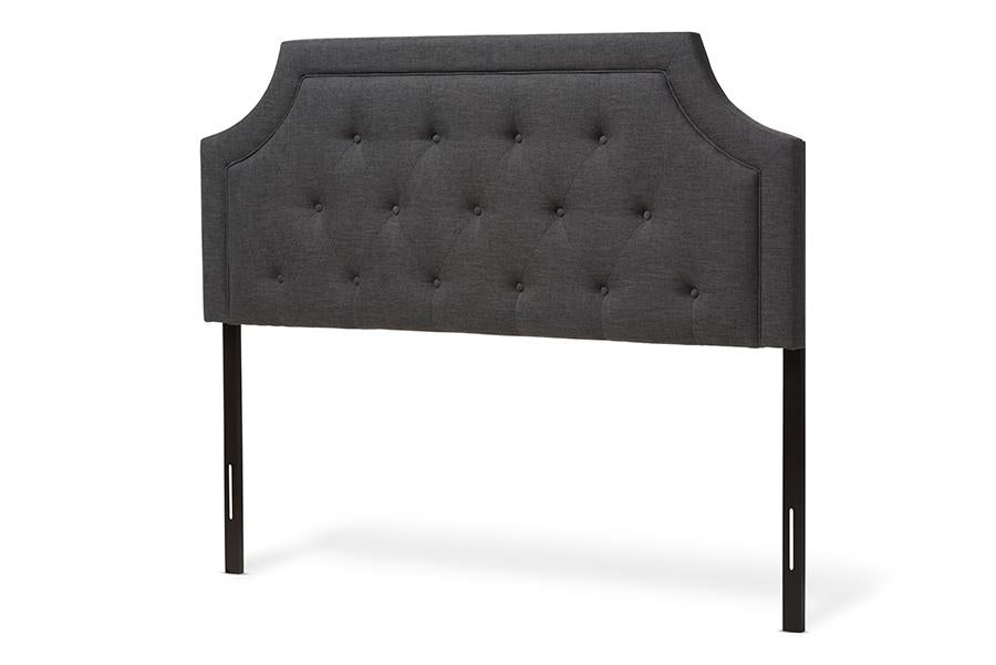 baxton studio mars modern and contemporary dark grey fabric queen size headboard | Modish Furniture Store-2