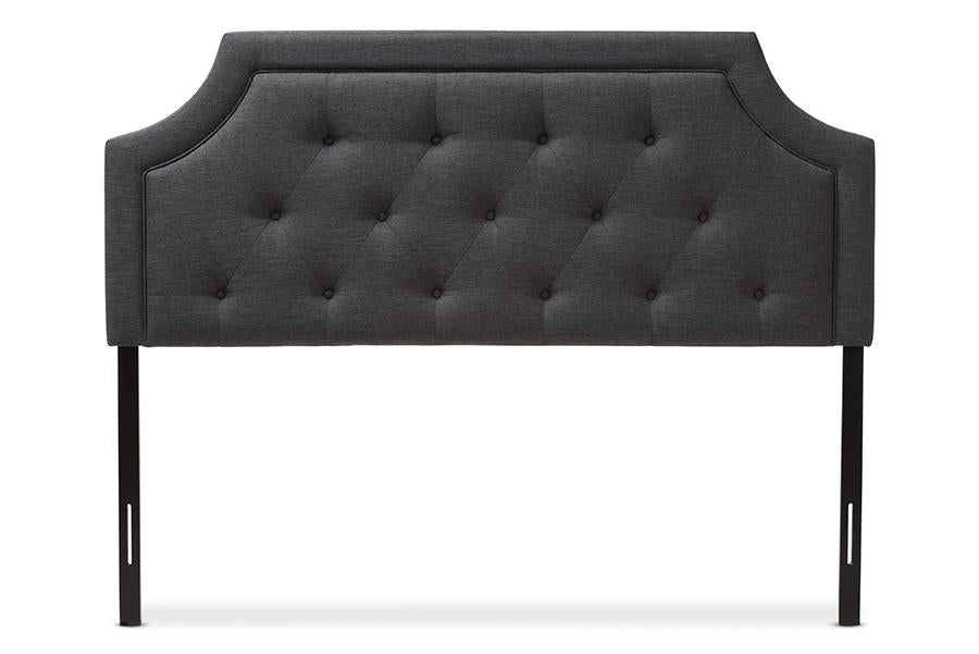 baxton studio mars modern and contemporary dark grey fabric queen size headboard | Modish Furniture Store-3