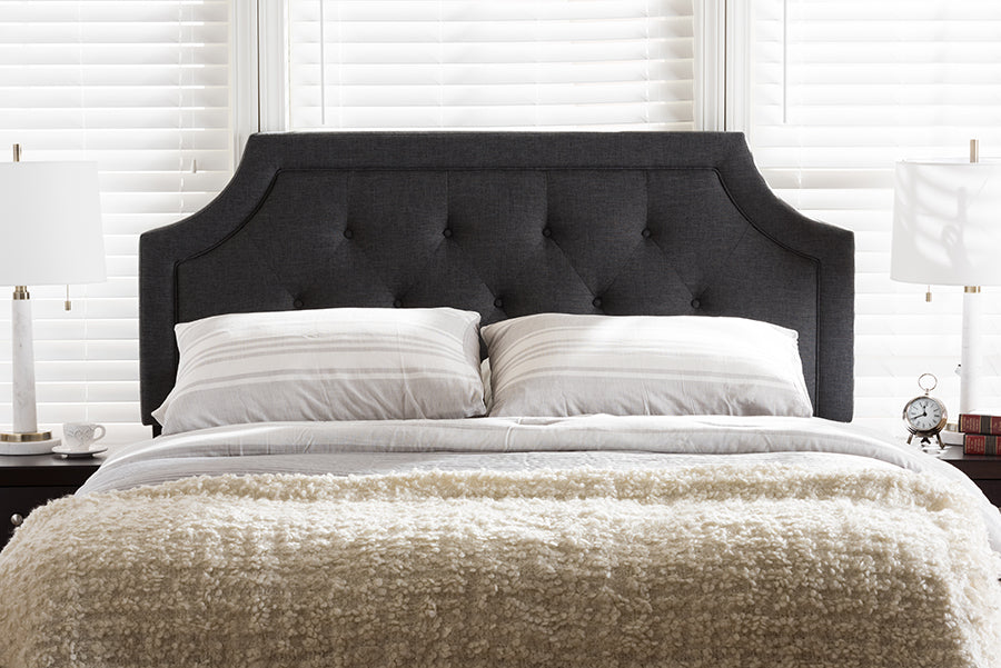 Baxton Studio Mars Modern and Contemporary Dark Grey Fabric King Size Headboard | Modishstore | Headboards