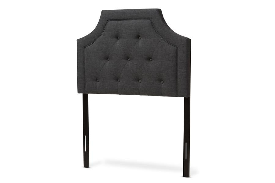 baxton studio mars modern and contemporary dark grey fabric twin size headboard | Modish Furniture Store-2