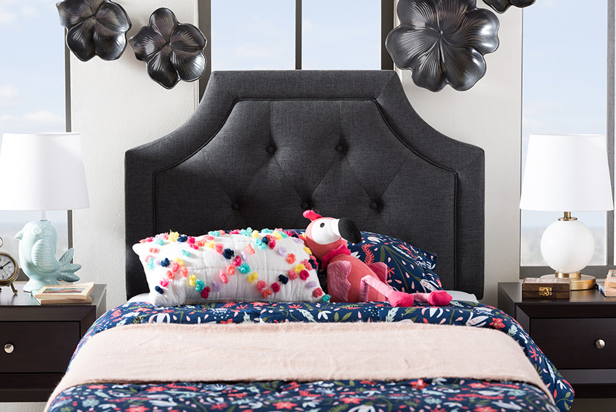Baxton Studio Mars Modern and Contemporary Dark Grey Fabric Twin Size Headboard | Modishstore | Headboards