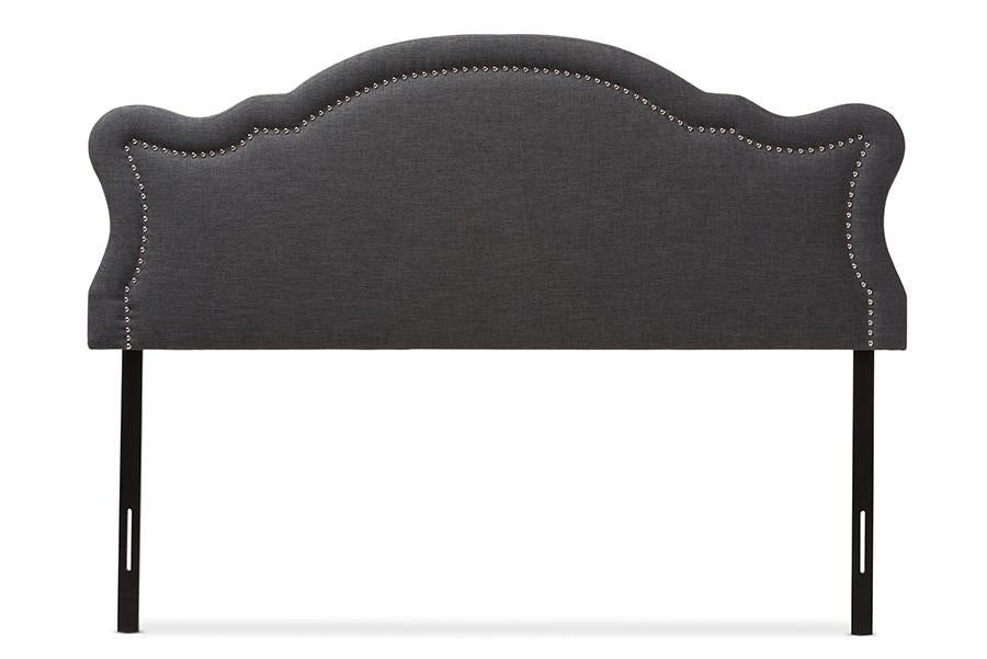 baxton studio avery modern and contemporary dark grey fabric queen size headboard | Modish Furniture Store-2