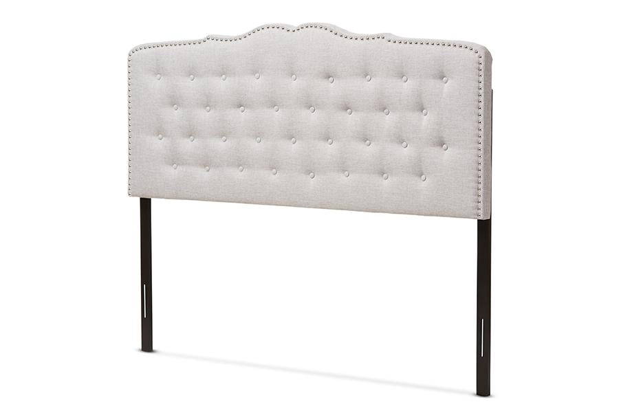 baxton studio lucy modern and contemporary greyish beige fabric king size headboard | Modish Furniture Store-2
