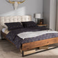 Baxton Studio Mitchell Rustic Industrial Walnut Wood Beige Fabric Dark Bronze Metal King Size Platform Bed | Modishstore | Beds