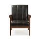 Baxton Studio Nikko Mid-century Modern Scandinavian Style Black Faux Leather Wooden Lounge Chair | Modishstore | Lounge Chairs
