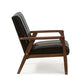 baxton studio nikko mid century modern scandinavian style black faux leather wooden lounge chair | Modish Furniture Store-3