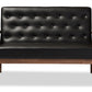 Baxton Studio Sorrento Mid-century Retro Modern Black Faux Leather Upholstered Wooden 2-seater Loveseat | Modishstore | Loveseats