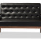 Baxton Studio Sorrento Mid-century Retro Modern Black Faux Leather Upholstered Wooden 2-seater Loveseat | Modishstore | Loveseats