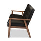baxton studio sorrento mid century retro modern black faux leather upholstered wooden 3 seater sofa | Modish Furniture Store-3