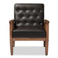 Baxton Studio Sorrento Mid-century Retro Modern Brown Faux Leather Upholstered Wooden Lounge Chair | Modishstore | Lounge Chairs