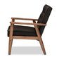 baxton studio sorrento mid century retro modern brown faux leather upholstered wooden lounge chair | Modish Furniture Store-3