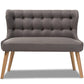 baxton studio melody mid century modern grey fabric and natural wood finishing 2 seater settee bench | Modish Furniture Store-2