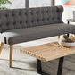 Baxton Studio Melody Mid-Century Modern Grey Fabric and Natural Wood Finishing 3-Seater Settee Bench | Modishstore | Stools & Benches