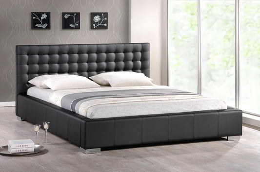 Baxton Studio Madison Black Modern Bed with Upholstered Headboard (Queen Size) | Beds | Modishstore