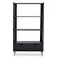 Baxton Studio Kalien Modern and Contemporary Dark Brown Wood Leaning Bookcase with Display Shelves and Two Drawers | Modishstore | Bookcases