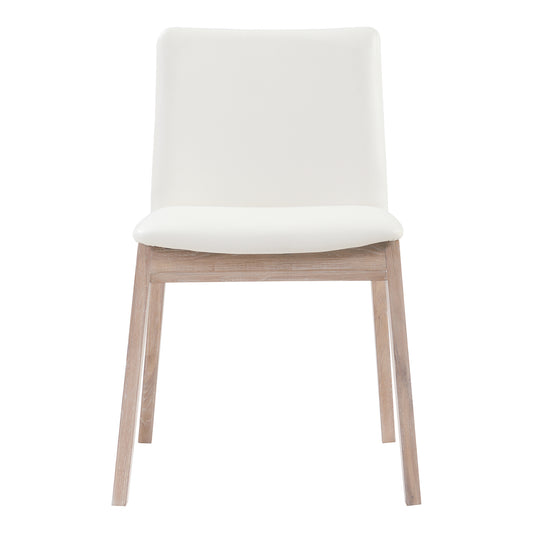 DECO OAK DINING CHAIR WHITE PVC-M2 (Set Of 2) | Modishstore | Dining Chairs