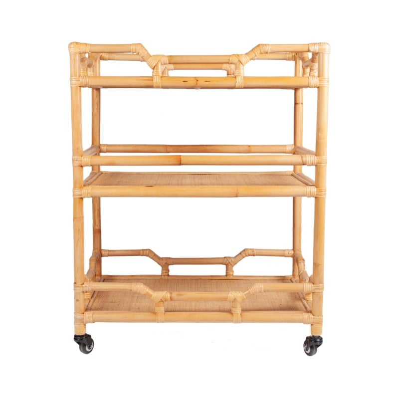 Napali Rattan Rolling Barcart, Natural by Jeffan | Bar Carts | Modishstore