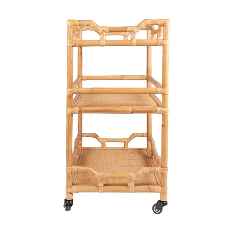 Napali Rattan Rolling Barcart, Natural by Jeffan | Bar Carts | Modishstore - 2