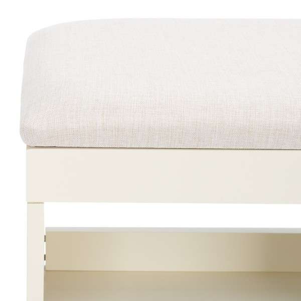 Safavieh Cricket Open Shelf Bench W/ Cushion - Cream Linen | Benches | Modishstore - 3