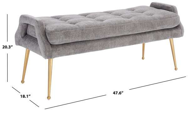 Safavieh Everdeen Bench - Charcoal | Benches | Modishstore - 3