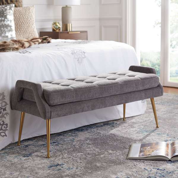 Safavieh Everdeen Bench - Charcoal | Benches | Modishstore - 4