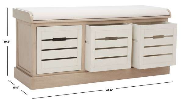 Safavieh Briar 3 Drawer Cushion Bench - Sand Frame | Benches | Modishstore - 4